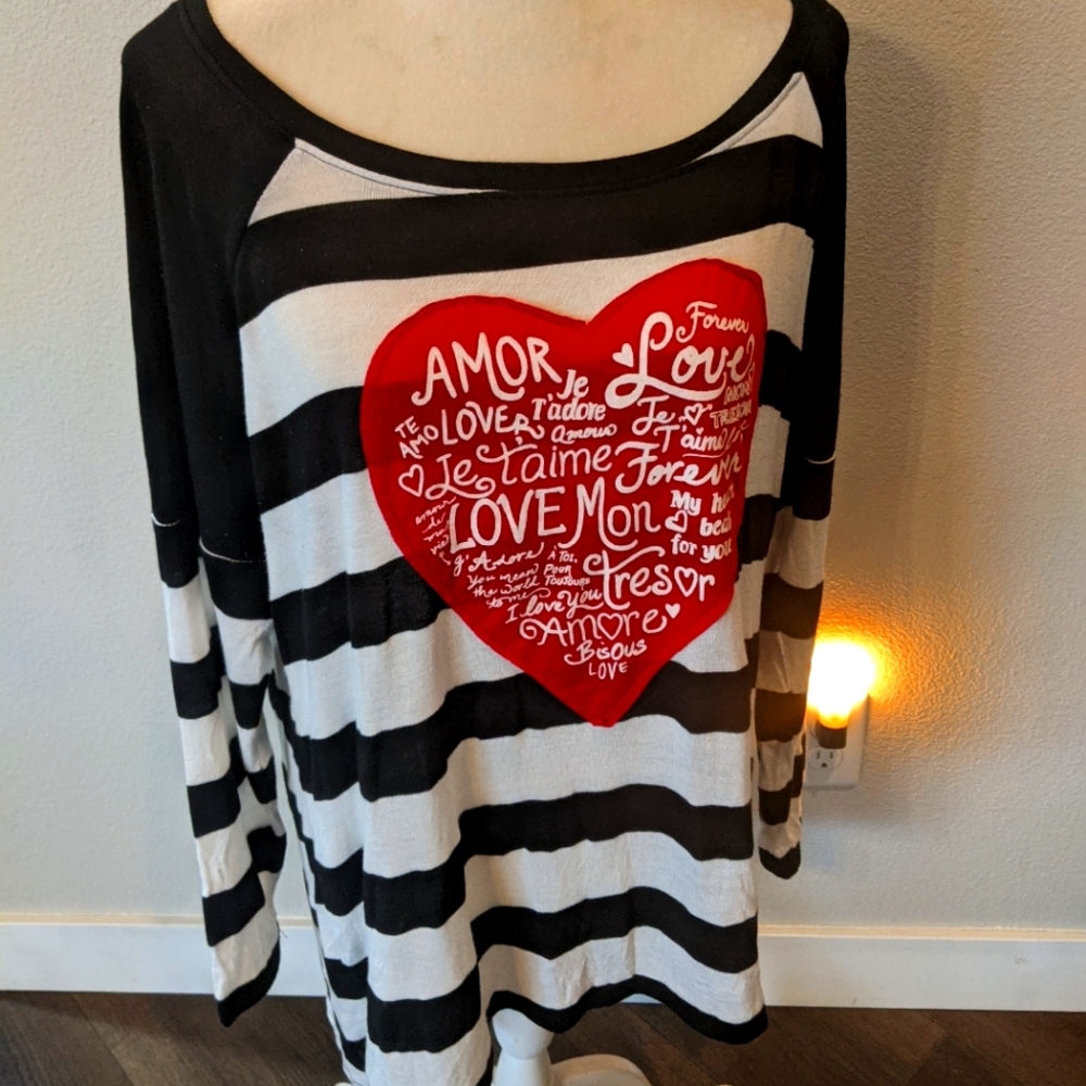 Style & Co Striped Long sleeve Tunic 1X